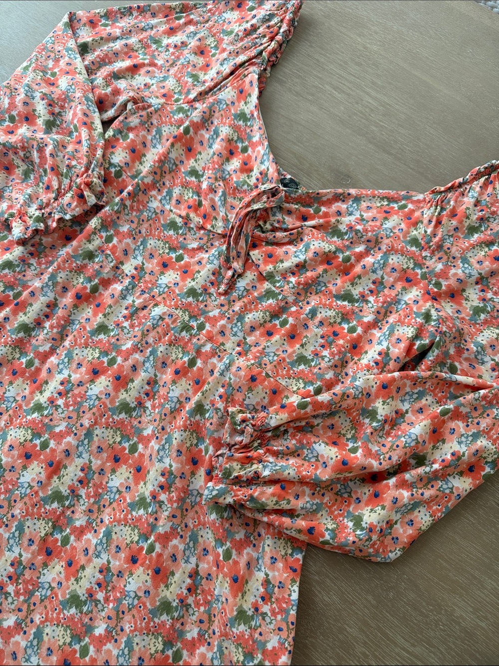 Dainty Floral Peasant Midi Dress | 1X
